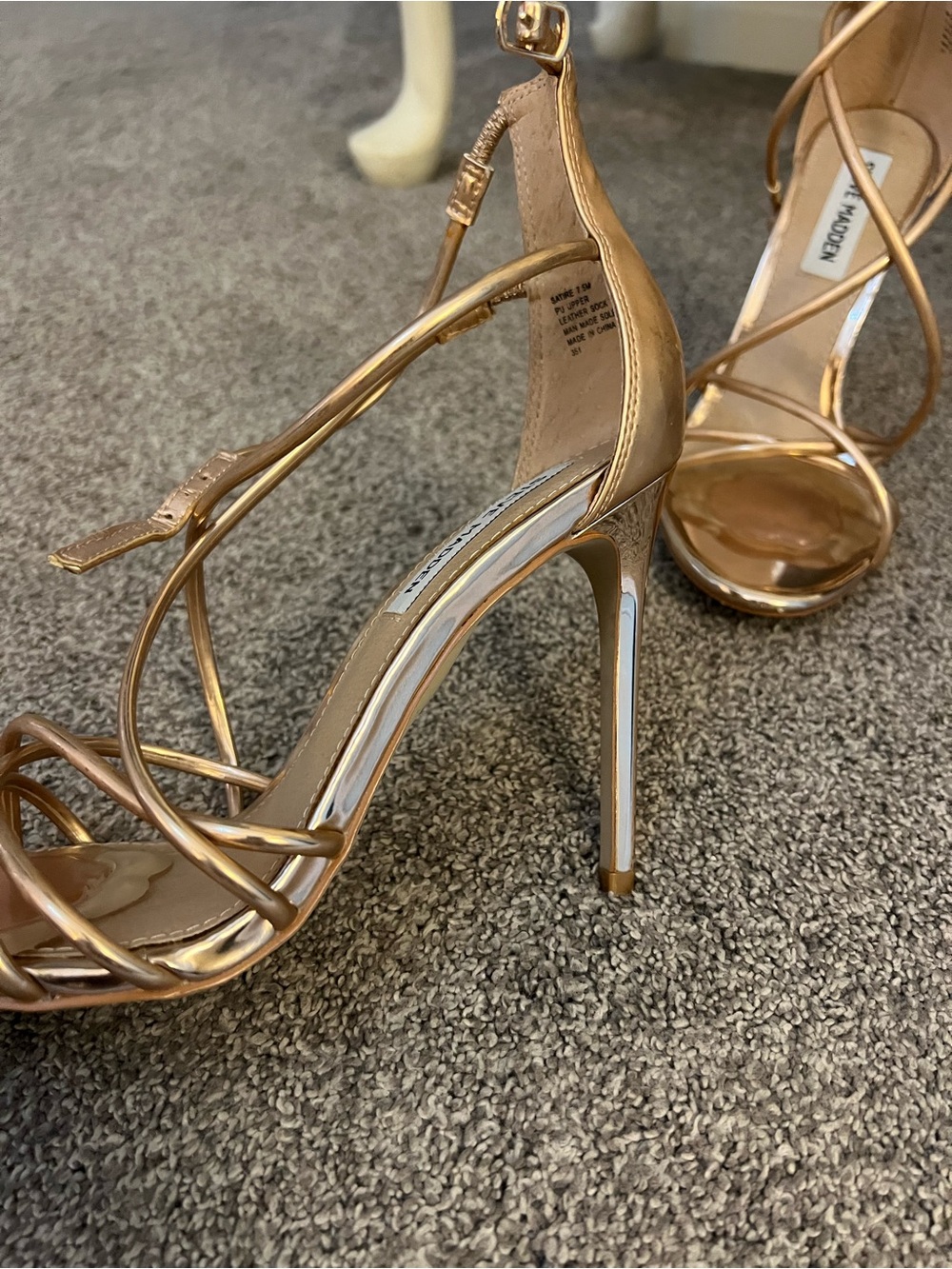 Steve Madden Metallic Rosegold Strappy Stiletto Sandals